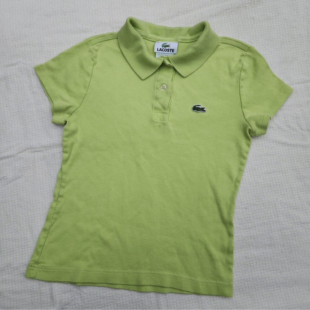 Vintage Lacoste Kids Unisex Polo Shirt Size 10 Lime Mint Green Short Sleeve